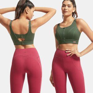 Adjustable High Impact Sports Bras for Women Zip Front Full Coverage